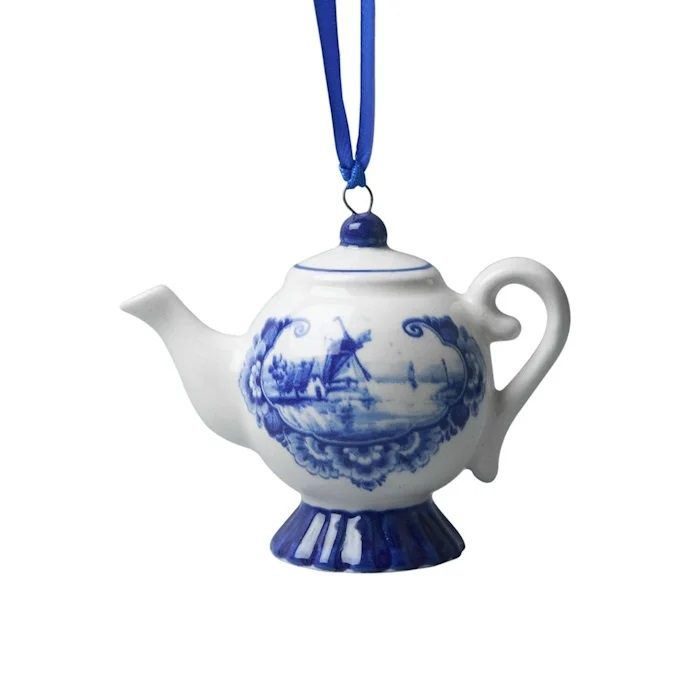 Kersthanger Heinen Delfts Blauw theepotje