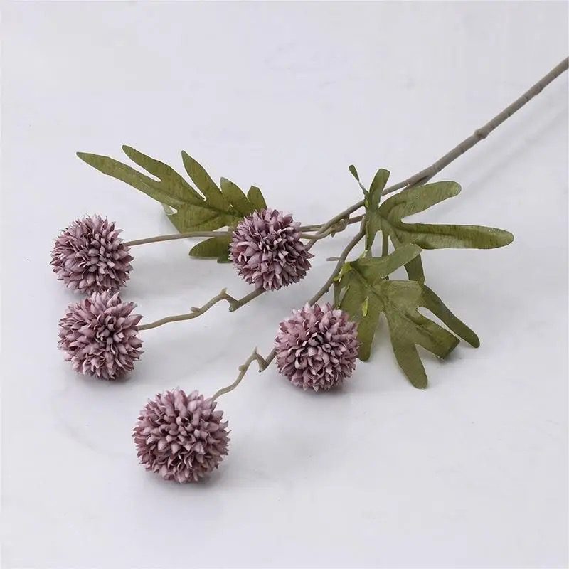 Steelbloem / kunstbloem bolchrysant purper 50 cm - Afbeelding 2