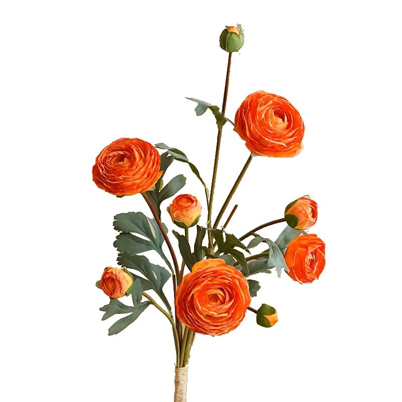 Steelbloem - kunstbloem Pioenroos 57 cm 7 knoppen oranje