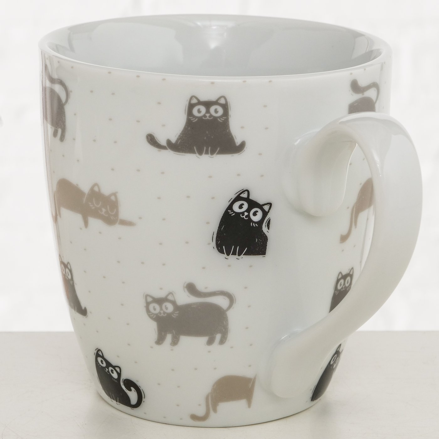 Keramieken koffiemok - poezen - met oor beige - Afbeelding 3